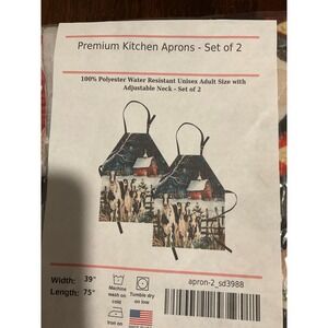 Premium Kitchen Cow Christmas 8‎ Placemats and 2 Adjustable Aprons USA, washable